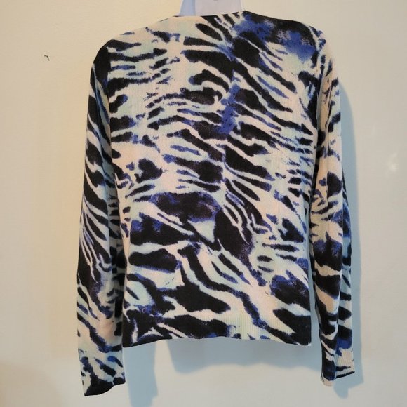 Madison‎ M Cashmere Sweater Cardigan Cozy Knit Animal Print HOLE - Picture 3 of 6